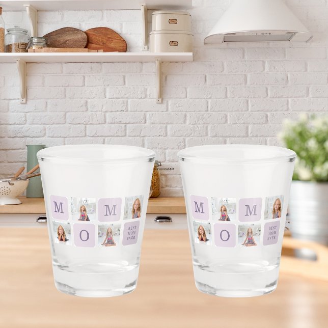 Verre A Shot Photo de collage moderne Meilleure mère Ever Purpl (Créateur téléchargé)