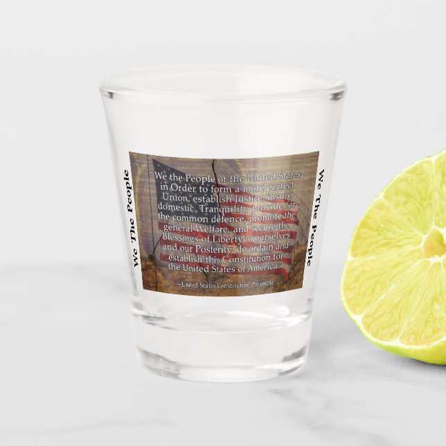 Verre A Shot Photo du drapeau américain et Constitution américa (Devant)