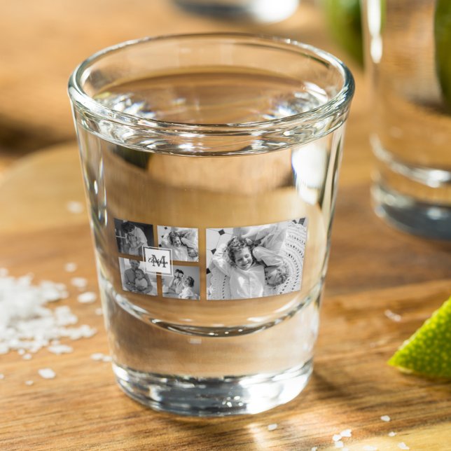 Verre A Shot Photo Famille Collage tendance Noir & Blanc Initia (Créateur téléchargé)