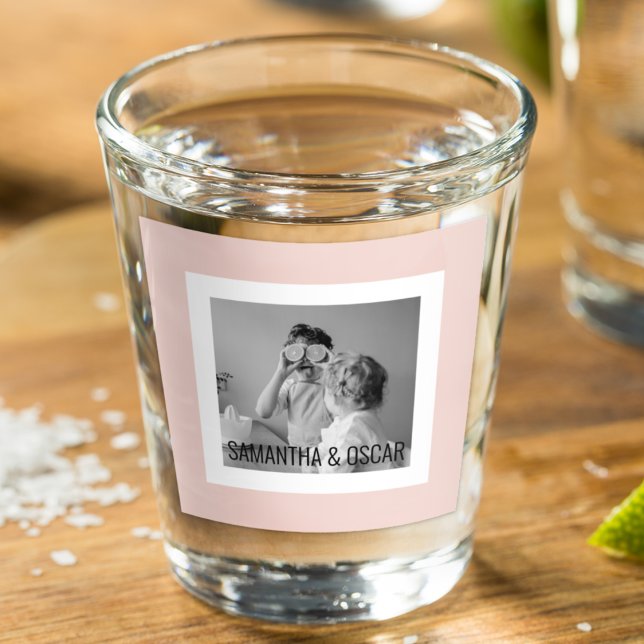 Verre A Shot Photo Famille Moderne Pastel Rose Simple Cadeau (Créateur téléchargé)