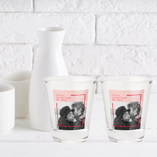 Verre A Shot Photo moderne   Cadeau de Valentines Rouge et Rose