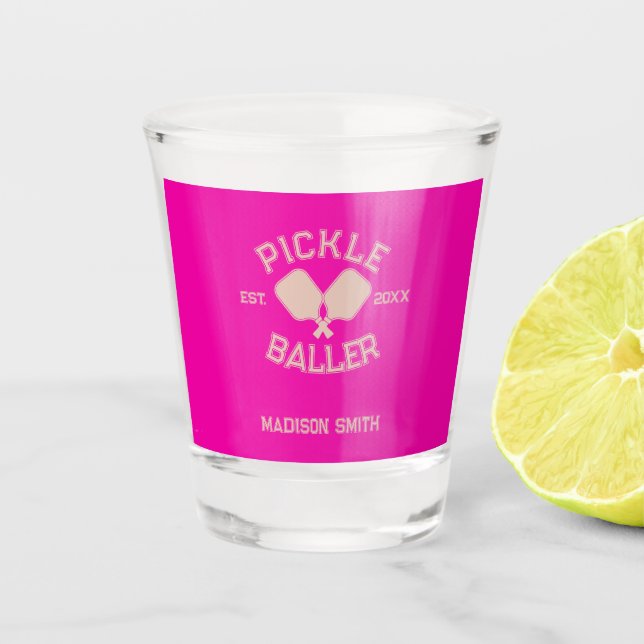 Verre A Shot Pickle Baller Pickleball Collegiate Typographie (Devant)