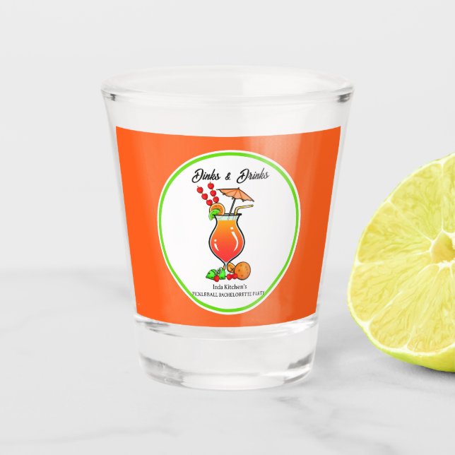 Verre A Shot Pickleball Bachelorette Mariage Dinks & Boissons (Devant)