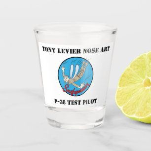 Verre A Shot Pilote d'essai P-38 Tony LeVier Noseart