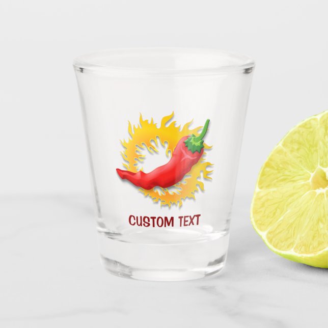 Verre A Shot Piments de chili avec flamme (Devant)