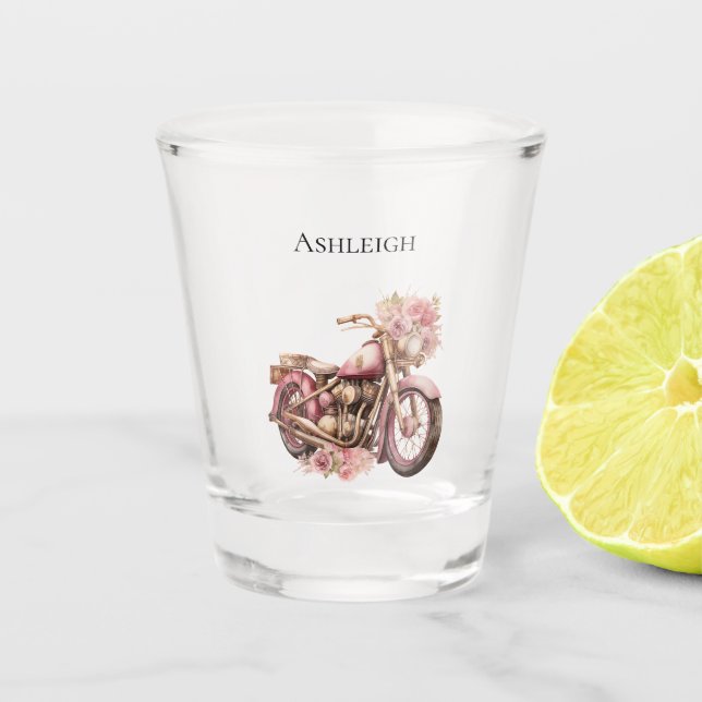 Verre A Shot Pink Floral Motorcycle   (Devant)