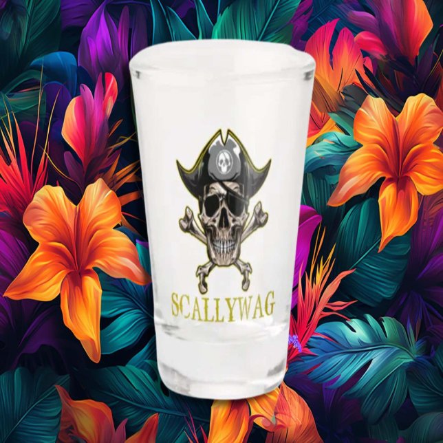 Verre A Shot PIRATE CARRIBEAN GOLD SKULS Crossbones Scallywag (Créateur téléchargé)