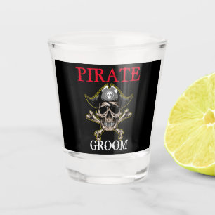 VERRE A SHOT PIRATE SKULL GROOM CROSS BONNES NOIR
