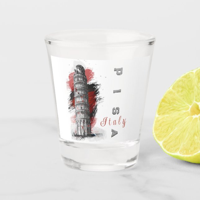 Verre A Shot Pise Tour penchée Souvenir (Devant)