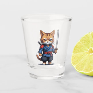 Verre A Shot Pixel de chats Samurai
