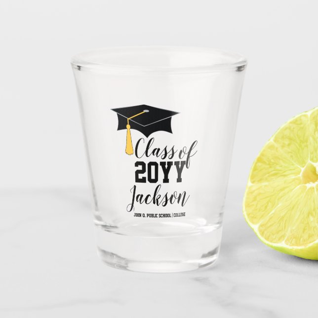 Verre A Shot Plafond de diplôme avec classe Tassel de 2025 (Devant)