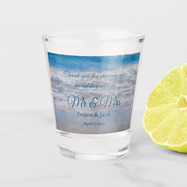 Verre A Shot Plage Bleu Mariage tropical Vagues océaniques côti (Devant)