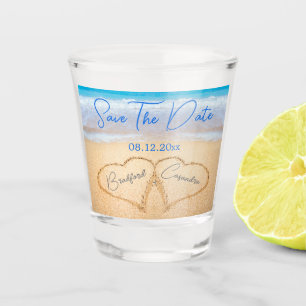 Verre A Shot Plage Coeurs de mariage dans le sable Économisez L
