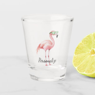 Verre A Shot Plage de Flamant rose rose blanc vert