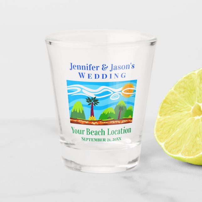 Verre A Shot Plage Tropical Destination Mariage Faveur (Devant)