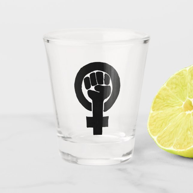 Verre A Shot Poing féministe noir (Devant)