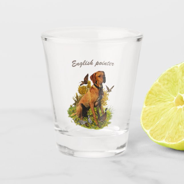 Verre A Shot Pointeur anglais, chasse aux oiseaux (Devant)