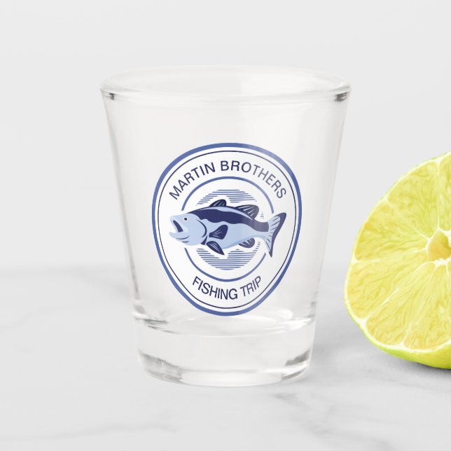 Verre A Shot Poisson de basse bleue de pêcheur personnalisé (Devant)