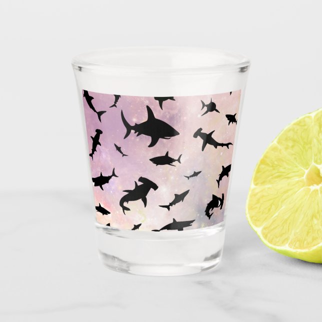 Verre A Shot Poisson rose sur galaxie dégradée Espace (Devant)