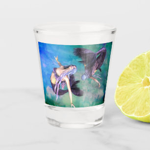 Verre A Shot Poissons - Deux sirènes nageant en boucle