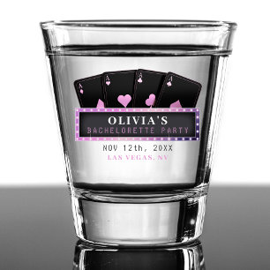 Verre A Shot Poker Aces rose et noir Bachelorette Party
