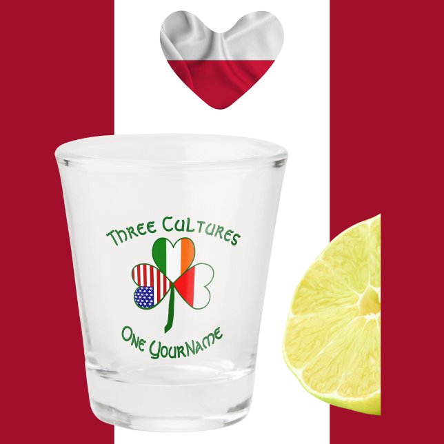 Verre A Shot Pologne Irlandais Shamrock des drapeaux américains (Créateur téléchargé)