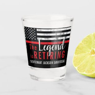 Verre A Shot Pompier à la retraite pompier Ligne rouge
