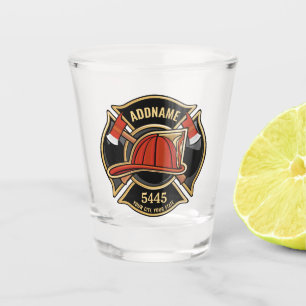 Verre A Shot Pompier AJOUTER NOM Caserne Département Badge