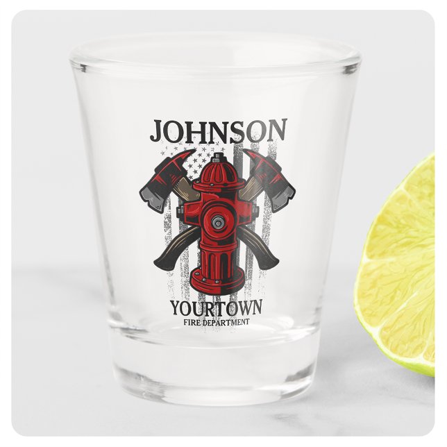 Verre A Shot Pompier NOM Fire Department Hydrant USA Drapeau (Créateur téléchargé)