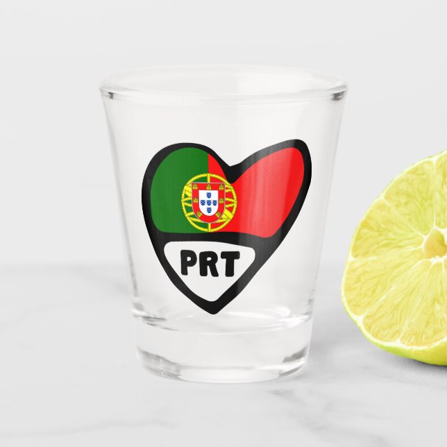 Verre A Shot Portugal Code Pays Coeur Drapeau, PRT (Devant)