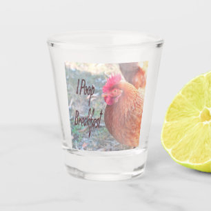 Verre A Shot Poulet I poop Petit déjeuner Humour amusant