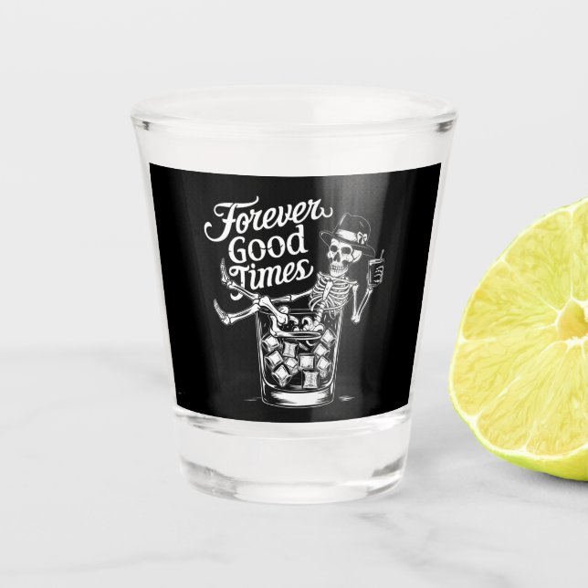 Verre A Shot Pour toujours bon temps drôle Halloween crâne (Devant)