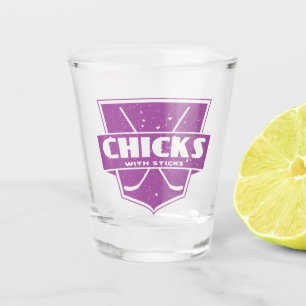 Verre A Shot Poussins De Hockey Avec Bâtons