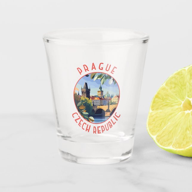 Verre A Shot Prague République Tchèque Retro Cercle détendu (Devant)