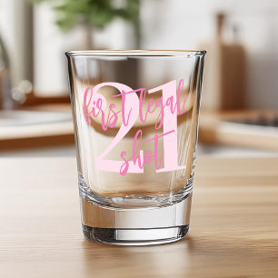 Verre A Shot Premier coup juridique Modern Pink 21e anniversair
