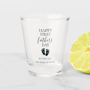 Verre A Shot Première Fête des pères - Empreintes bébé et Coeur