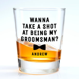Verre A Shot Proposition Du Groomsman Bowtie Prendre Une Tirée