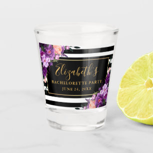 Verre A Shot Purple Floral Bachelorette Party Gold