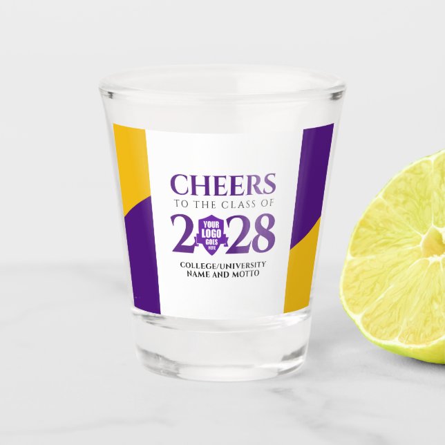 Verre A Shot Purple Gold School College University Graduation (Devant)
