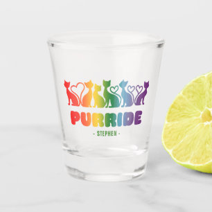 Verre A Shot Purride - Rainbow Cat Silhouette LGBTQ+ Pride Pun