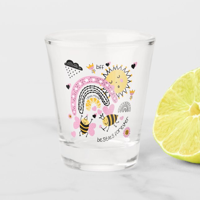 Verre A Shot Queen Bees Best Friends Forever Cute (Devant)