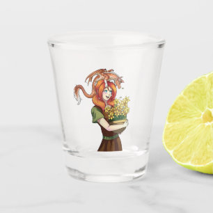 Verre A Shot Rassembler les fleurs avec un dragon