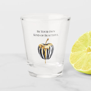Verre A Shot Rayures noires et blanches Apple Gold Drips