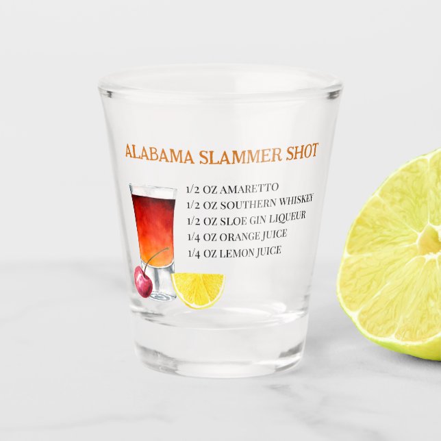 Verre A Shot Recette de boisson de tir Alabama Slammer (Devant)