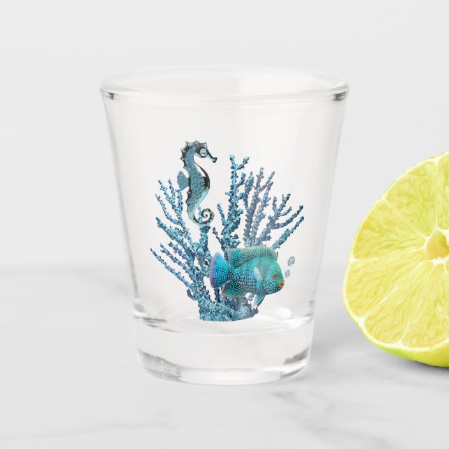 Verre A Shot Récif coralien bleu (Devant)