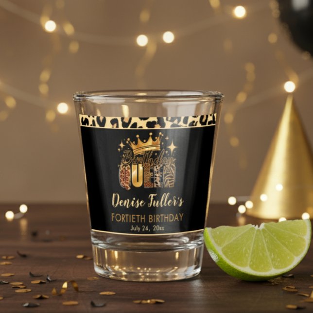 Verre A Shot Reine d'anniversaire léopard amusante Quarante Ann (Créateur téléchargé)