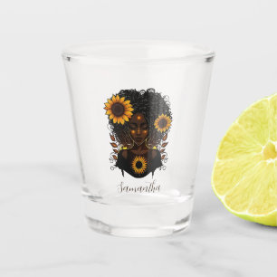 Verre A Shot Reine des tournesols Afro femme