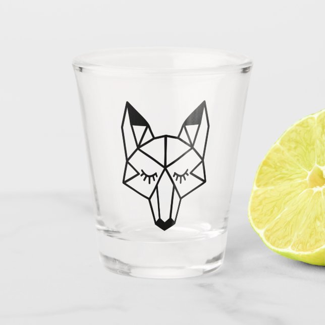 Verre A Shot Renard géométrique noir moderne (Devant)
