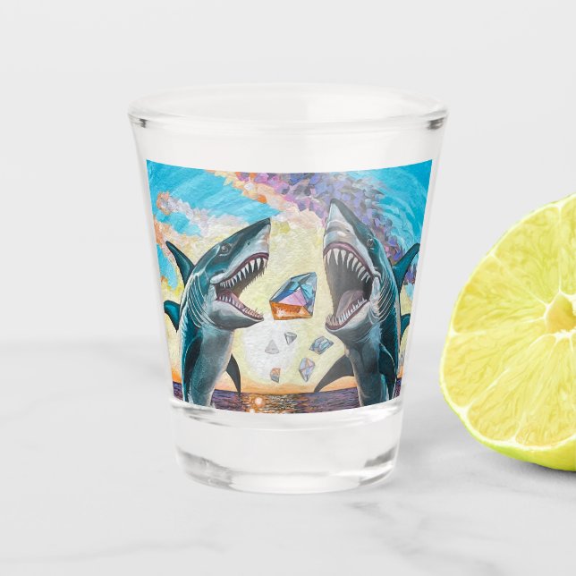 Verre A Shot Requin mordant de glamour faisant une percée pour  (Devant)