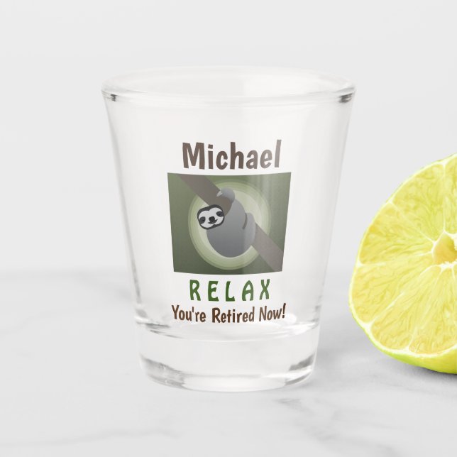 Verre A Shot Retraite Happy Cute Funny Lazy Sloth (Devant)